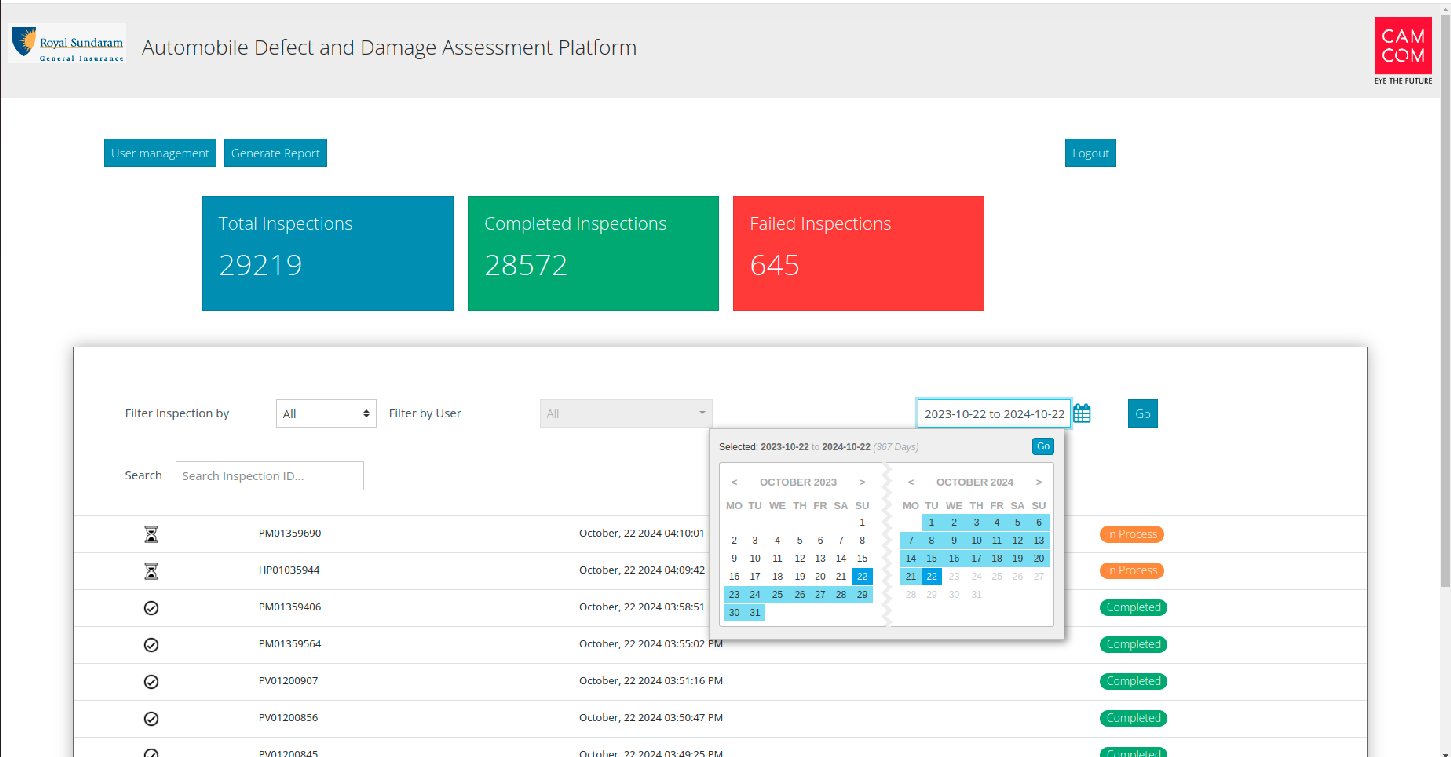 Date range filter for claims